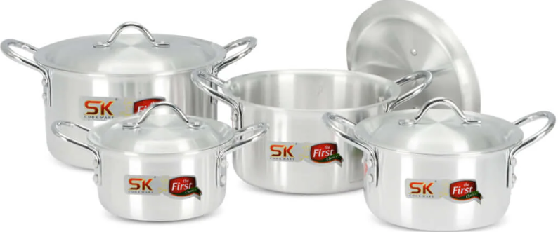 Metal Finish JUMBO Set, 12 x 15, 4 Pots (50, 64 , 86,  110  LITRE)